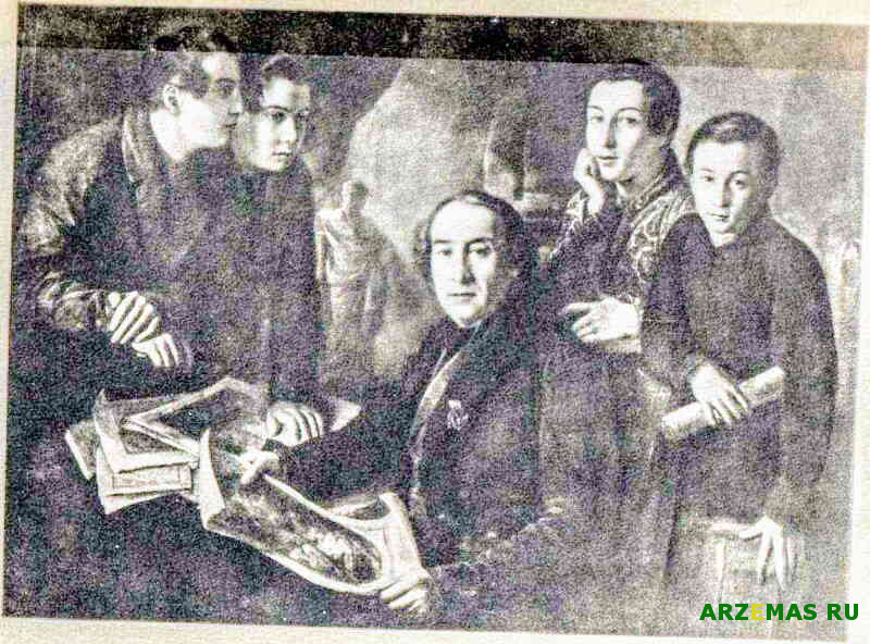 ​​​​​​​Н. М, Алексеев. А. В. Ступин с учениками. 1838 г. ГРМ.