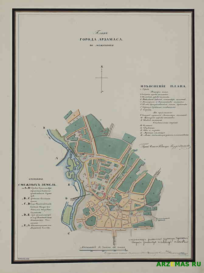 Межевая карта города Арзамаса конца XVIII века