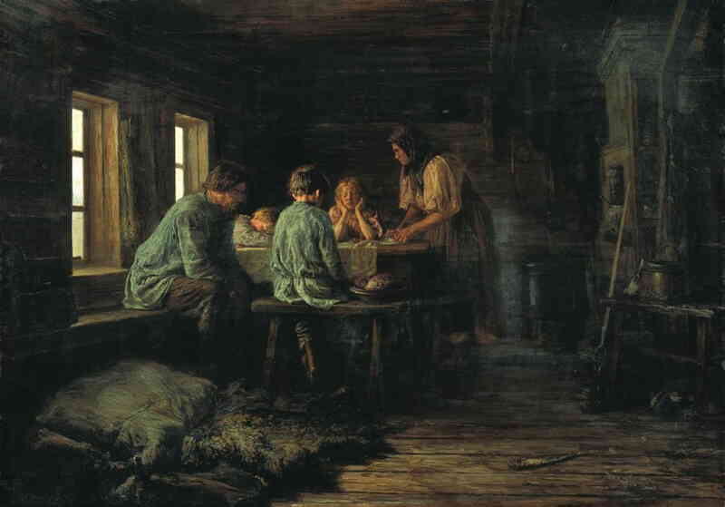 В. Максимов. Картина Бедный ужин 1879