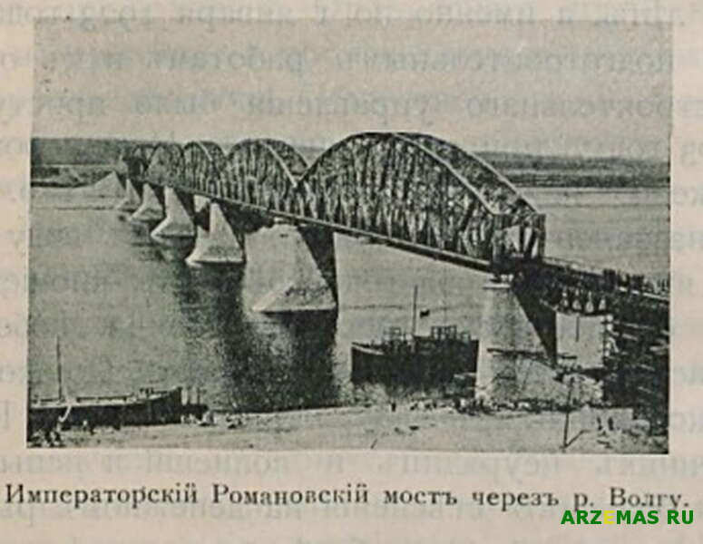 Императорский Романовский мост через р. Волгу.