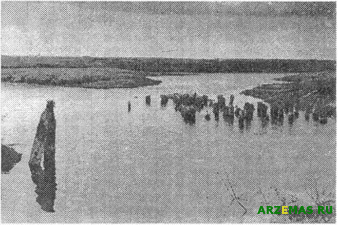 На этом участке реки Теши стояла водяная мельница Ионовых. В 1932 году она была сломана и перевезена на ферму, где из её сруба был оборудован телятник.